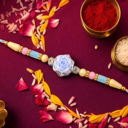 Rose Flower Rakhi for Brother Traditional Beaded Design (5pcs)