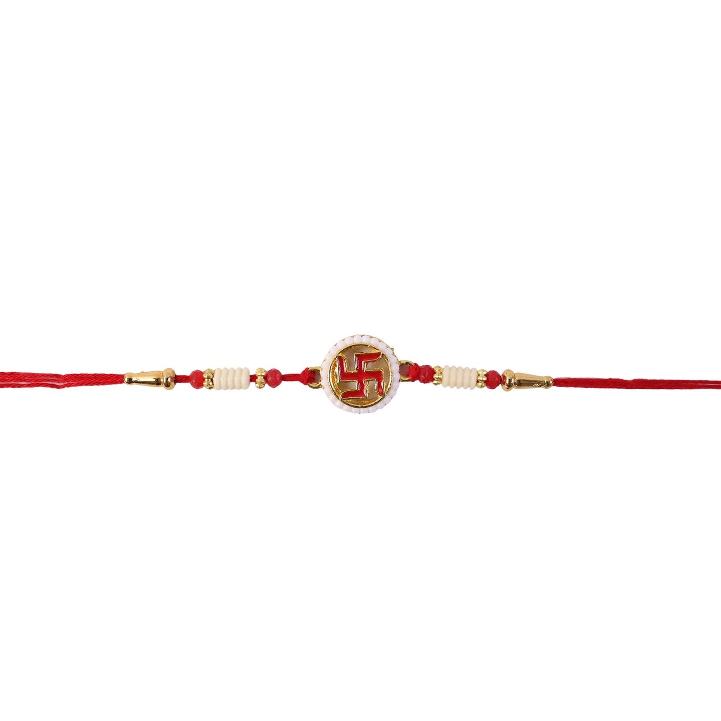 Swastik Pearl Frame Rakhi Traditional Tie for Brothers (5pcs)