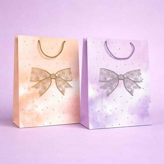 Elegant Bow Design Gift Paper Bag with Handle for Gifting
