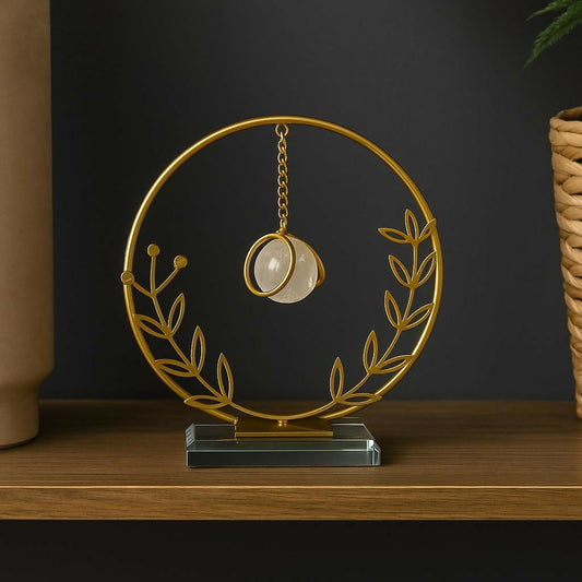 Crystal Ball Metal Ring Table Decor Modern Decorative Showpiece