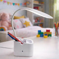 White LED Desk Lamp with Pen Holder & Mobile Stand USB Rechargeable