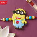 Cartoon Character Kids Rakhi with Playful Beaded Detailing Work (10pcs)
