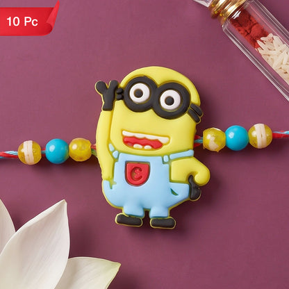 Cartoon Character Kids Rakhi with Playful Beaded Detailing Work (10pcs)