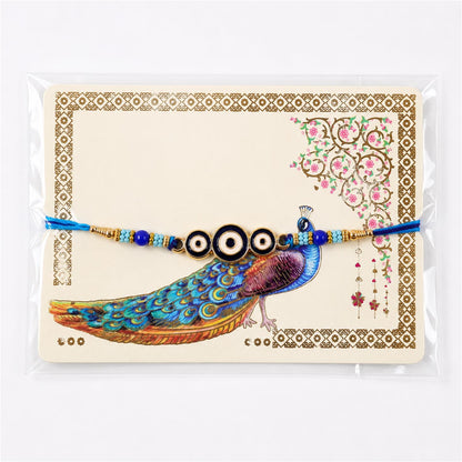 Designer Triple Nazar Evil Eye Enamel Bead Traditional Rakhi