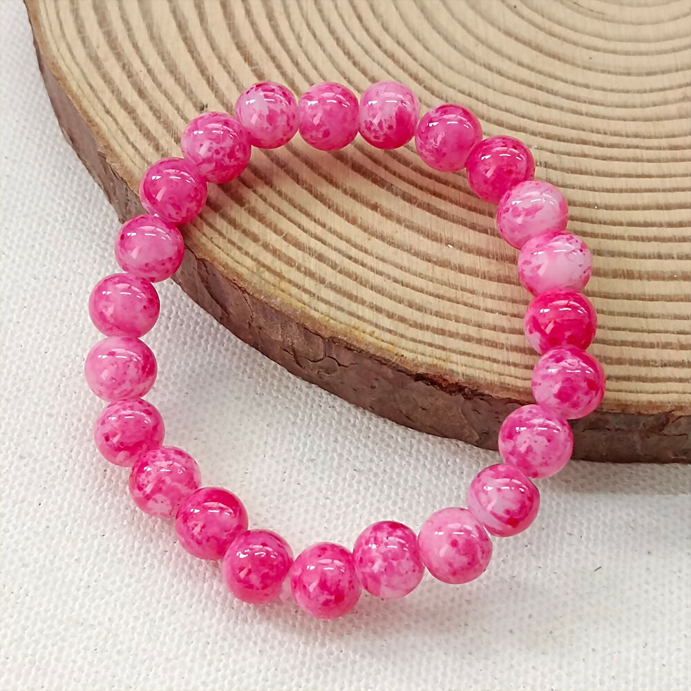 Pink Glass Beads Bracelet