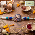 Blue Peacock Portrait Rakhi with Choco Beats, Pack of 3