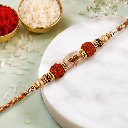 Graceful Pastel Pearl Rakhi with Fine Beads and Premium Raksha Bandhan Charm