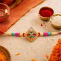 Diamond Shape Rakhi with Stone Embellishments and Beads (10pcs)