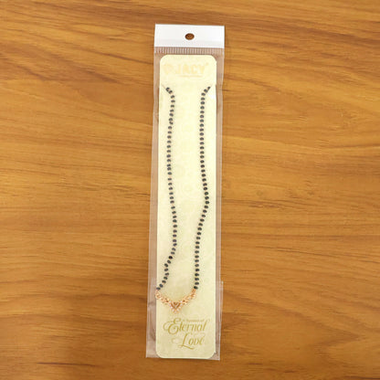 Rose Gold Finish Heart & Wheat Leaf V-Drop CZ Pendant Mangalsutra