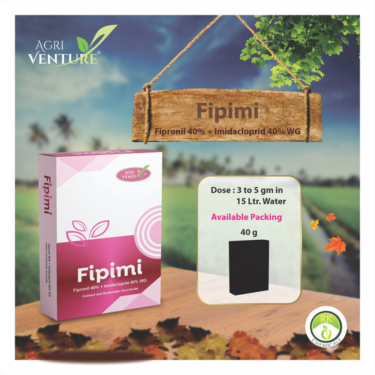 Agriventure FIPIMI ( Fipronil 40% + Imidacloprid 40% WG ) Contact and Systemic Insecticides, Targets White grubs, and other sucking pests(40Gm,100Gm)
