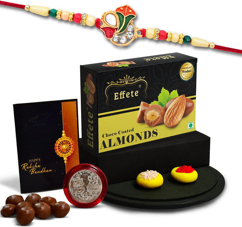 Rakhi Combo for Brother with Chocolate Almond (32-GM)Rakhi Set | Assorted Gift Box
