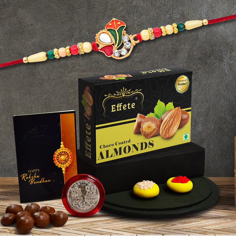 Rakhi Combo for Brother with Chocolate Almond (32-GM)Rakhi Set | Assorted Gift Box