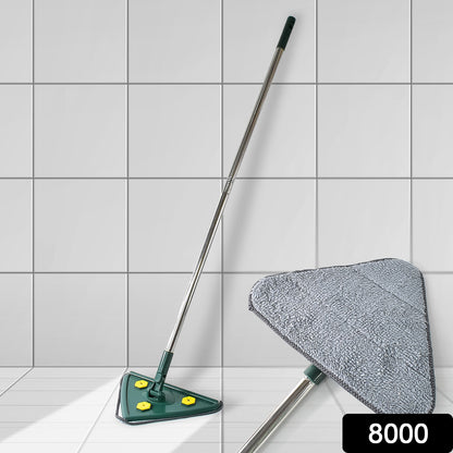 2-in-1 Extendable Triangle Mop – Retractable, 360° Rotating, Telescopic & Reusable Mop Heads (1 Pc)