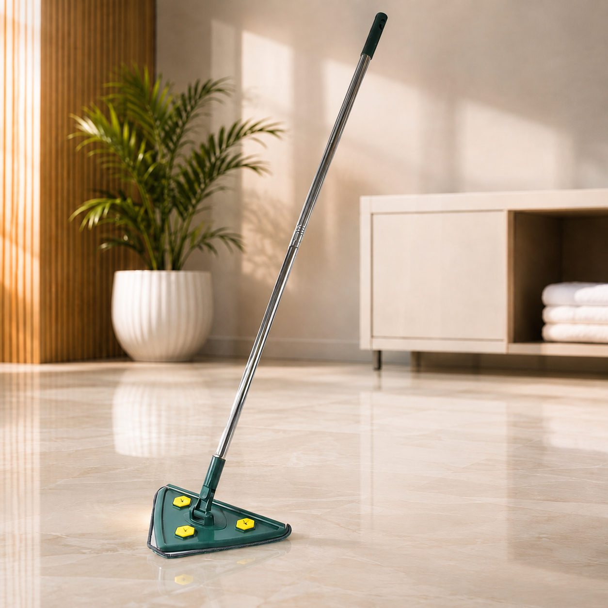 Triangle Mop – 360° Rotating Extendable Cleaner | Velvet Wipe