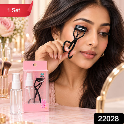 Eyelash Curler with Silicone Pad and Spray Bottle for Makeup Care (1 Set)