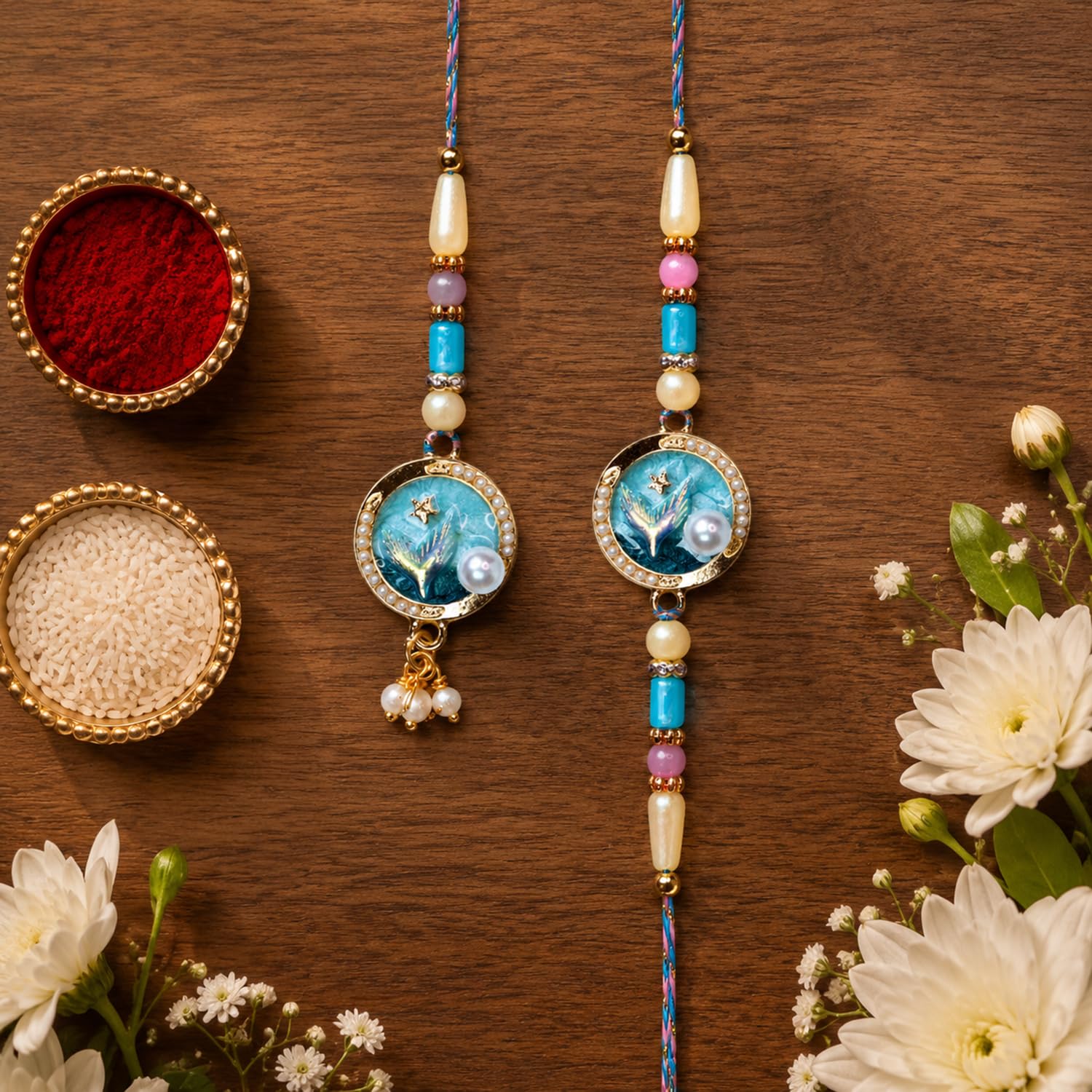 Rakhi for Brother with Art Pooja Thali - Rakshabandhan Gift Set, Pack of 7