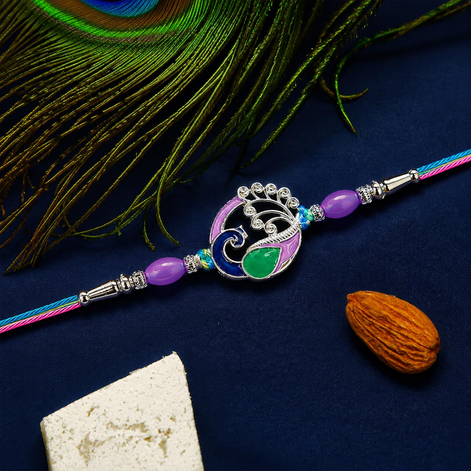 Radhe Rakhi for Brother with Dryfruits 96gm - Raksha Bandhan Gift Set, Pack of 7