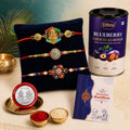 Flower Rakhi for Brother with Blueberry Almond 96gm, Coin & Card | Pack of 7