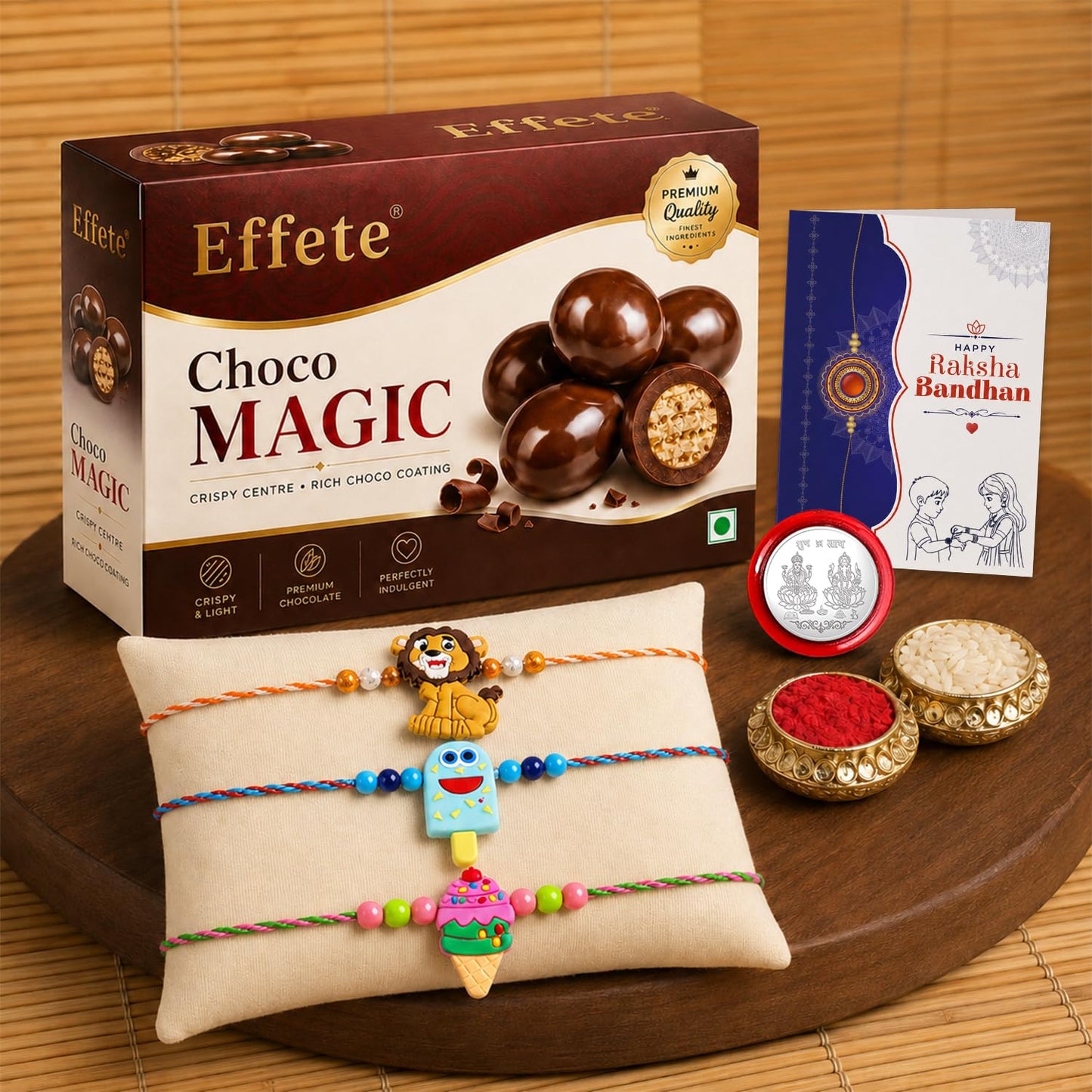 Kids Rakhi for Brother with Chocolate 96gm - Raksha Bandhan Gift Set, Pack of 7