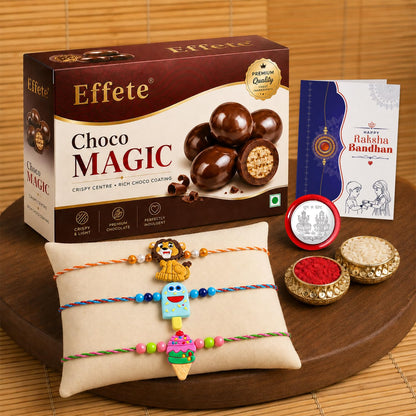 Kids Rakhi for Brother with Chocolate 96gm - Raksha Bandhan Gift Set, Pack of 7