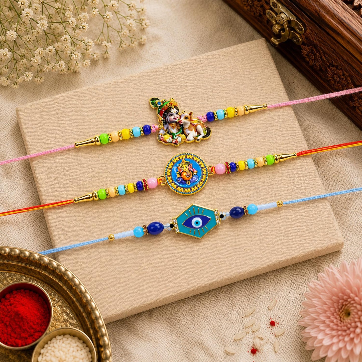 Rakhi for Brother with Butter Scotch 96gm - Raksha Bandhan Gift Set, Pack of 7