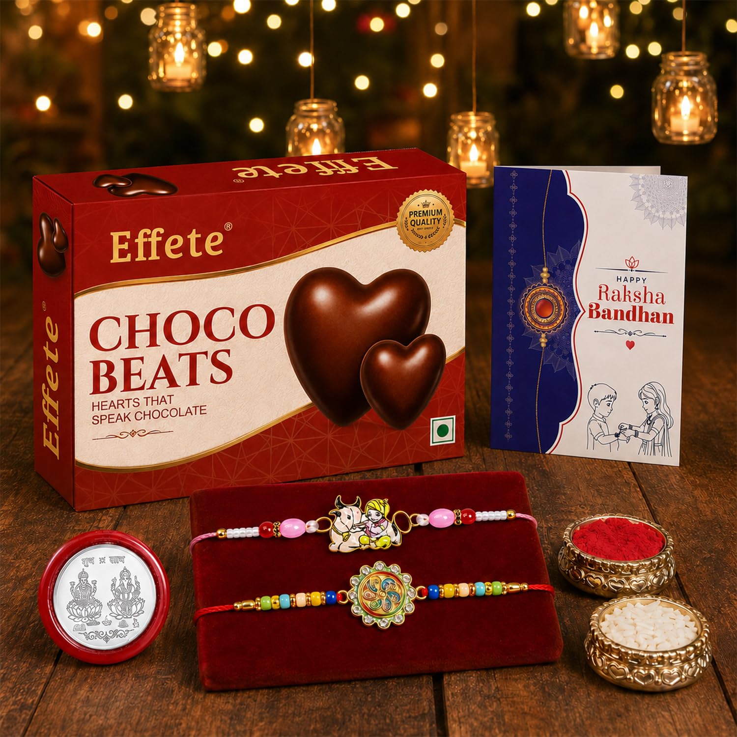 Krishna, Spiral Rakhi Combo - Raksha Bandhan Gift with Choco Beats 32gm, Pack of 6