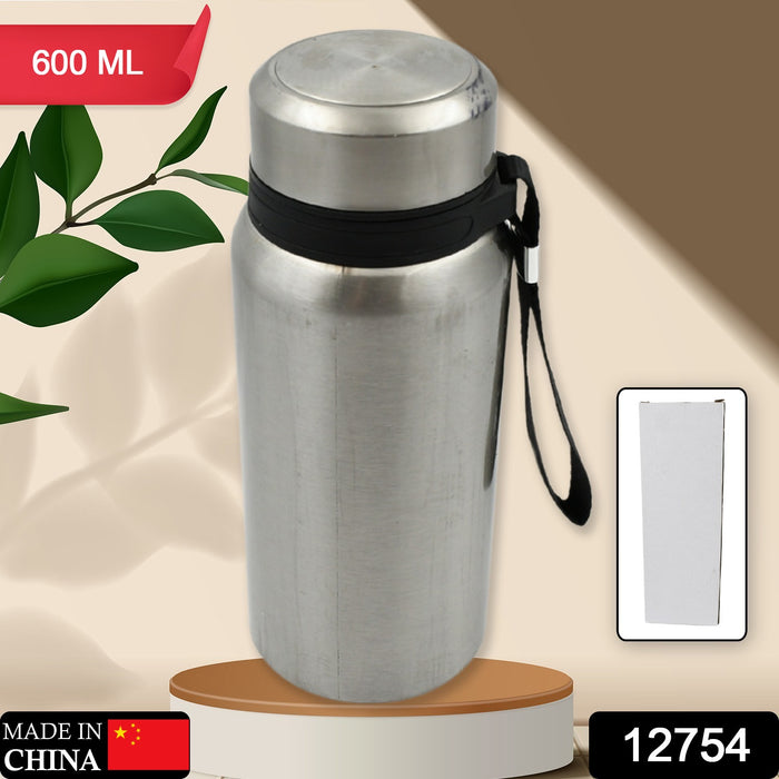 Stainless Steel Water Bottle With Dori Easy to Carry Leak Proof, Rust Proof, Hot & Cold Drinks, Gym Sipper BPA Free Food Grade Quality, Steel fridge Bottle For office / Gym / School (600 Ml)