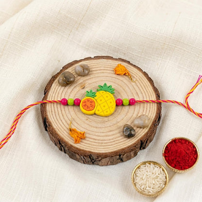 Fruit Rakhi for Brother with Kulfi Almonds - Raksha Bandhan Gift Set, Pack of 7