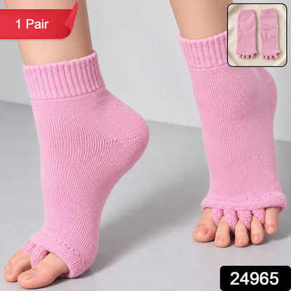 Cotton Blend Open-Toe Comfort Socks with Toe Separators and Ribbed Cuffs (1 Pair)