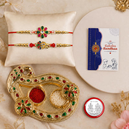 Flower, Peacock Multicolor Rakhi for Brother & Bhaiya with Art Design | Pack of 6