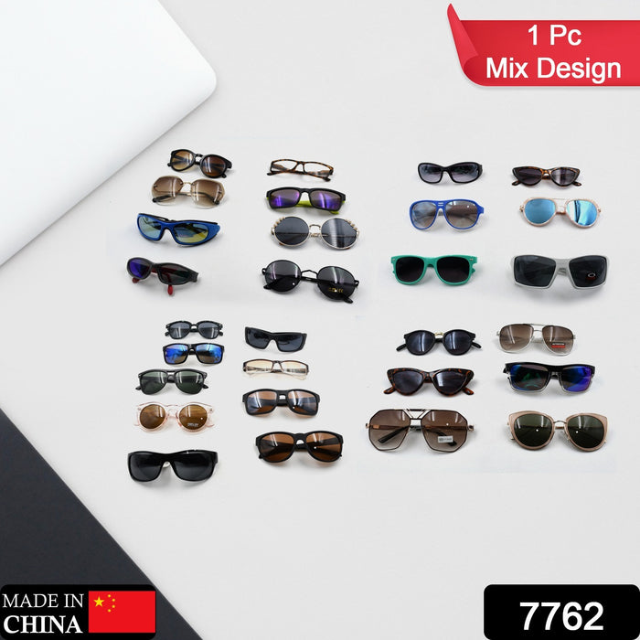 7762 Mix Design & Color Sunglasses for Men & Women UV Protection for Outdoor Fishing Driving or Multi-Purpose Sunglasses (1pc)