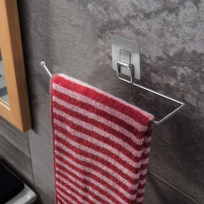 Stainless Steel Drill Free Self-Adhesive Paper Roll Holder Tissue Paper Stand Towel Bar Hanger Kitchen Towel Holder for Kitchen Bathroom Toilet (Pack of 1)