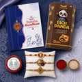Raksha Bandhan Gift Combo – Rhombus Rakhi with Choco Biscuits