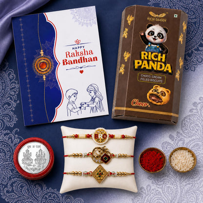 Rhombus Multicolor Rakhi – Choco Cream Filled Raksha Bandhan Gift Combo (Pack of 7)
