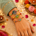 Designer Stylish Multicolor Peacock Rakhi for Brother with Roli Tikka, Pack of 6