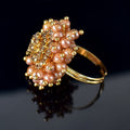 Gold Plated Guchha Ring – Garnet & Alloy | HV