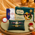 Krishna Motif Rakhi for Brother with Butter Scotch 32gm, Coin & Card, Pack of 6