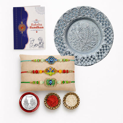 Evil Eye, OM, Evil Eye Multicolor Rakhi for Brother & Bhaiya | Pack of 7