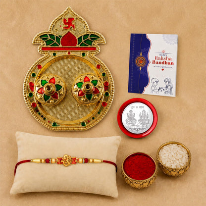 Ganesha Multicolor Rakhi for Brother & Bhaiya with Kalash Shape Pooja | Pack of 5
