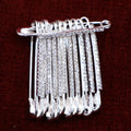 Crystal Dangle Safety Pin Brooch – Sparkling Silver Tone Accessory