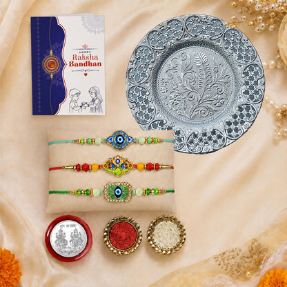 Evil Eye, OM, Evil Eye Multicolor Rakhi for Brother & Bhaiya | Pack of 7