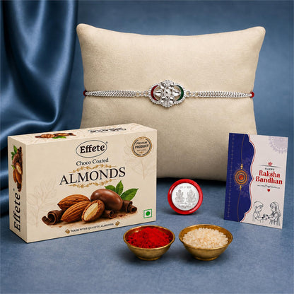 Oval Rakhi for Brother with Chocolate 32gm - Rakshabandhan Gift Set, Pack of 5