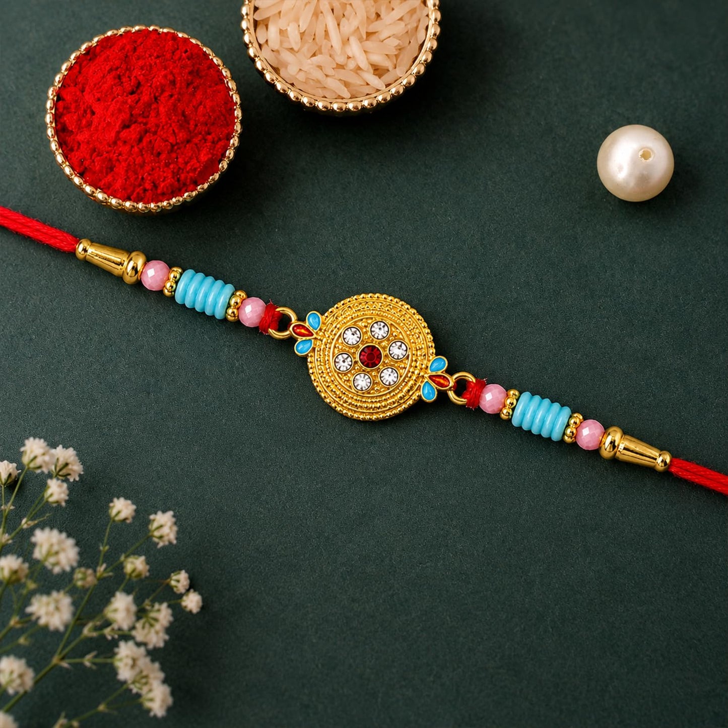 Rakhi for Brother with Kesar-Pista 96gm - Raksha Bandhan Gift Set, Pack of 7