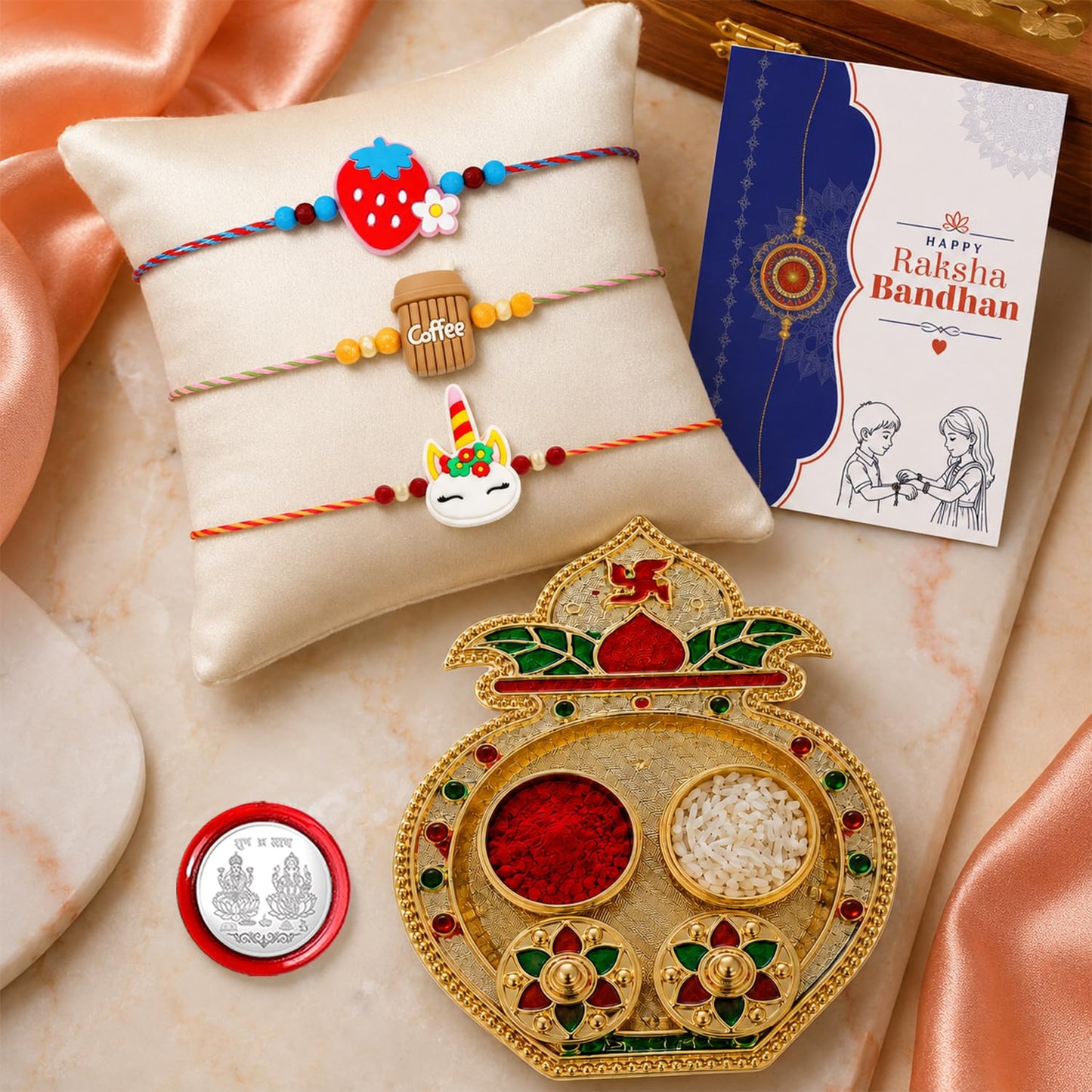 Kids, Food, Kids Multicolor Rakhi for Brother & Bhaiya with Kalash | Pack of 7