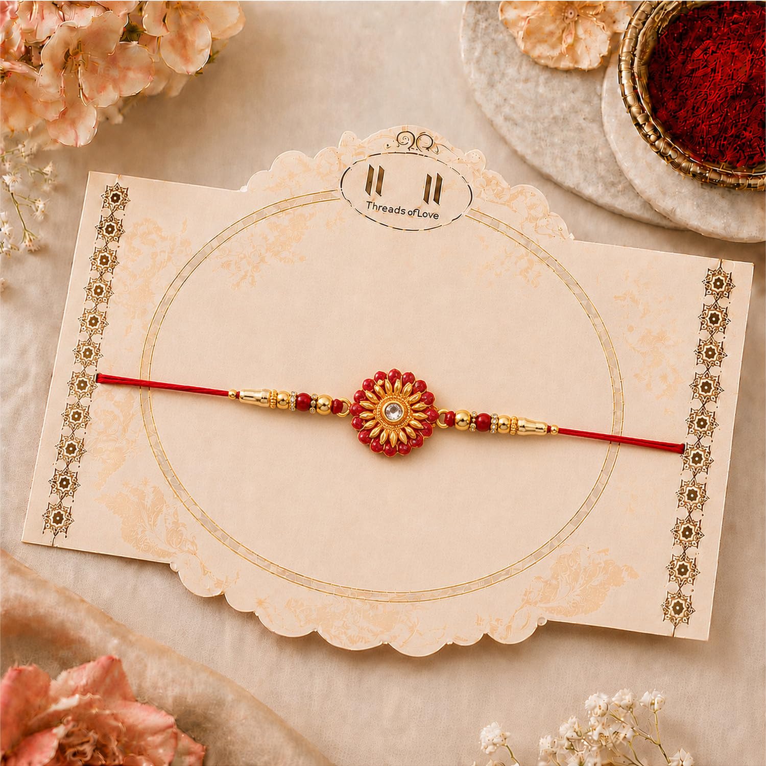 Round Rakhi for Brother with Chocolate 32gm - Rakshabandhan Gift Set, Pack of 5