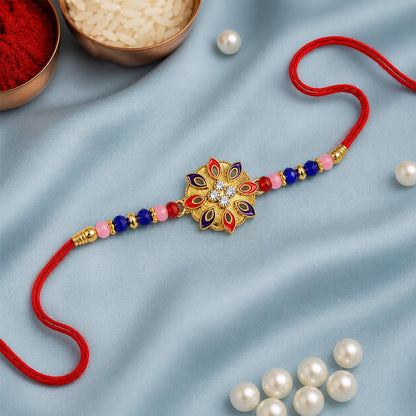Rakhi for Brother with Kalash Pooja Thali - Rakshabandhan Gift Set, Pack of 7