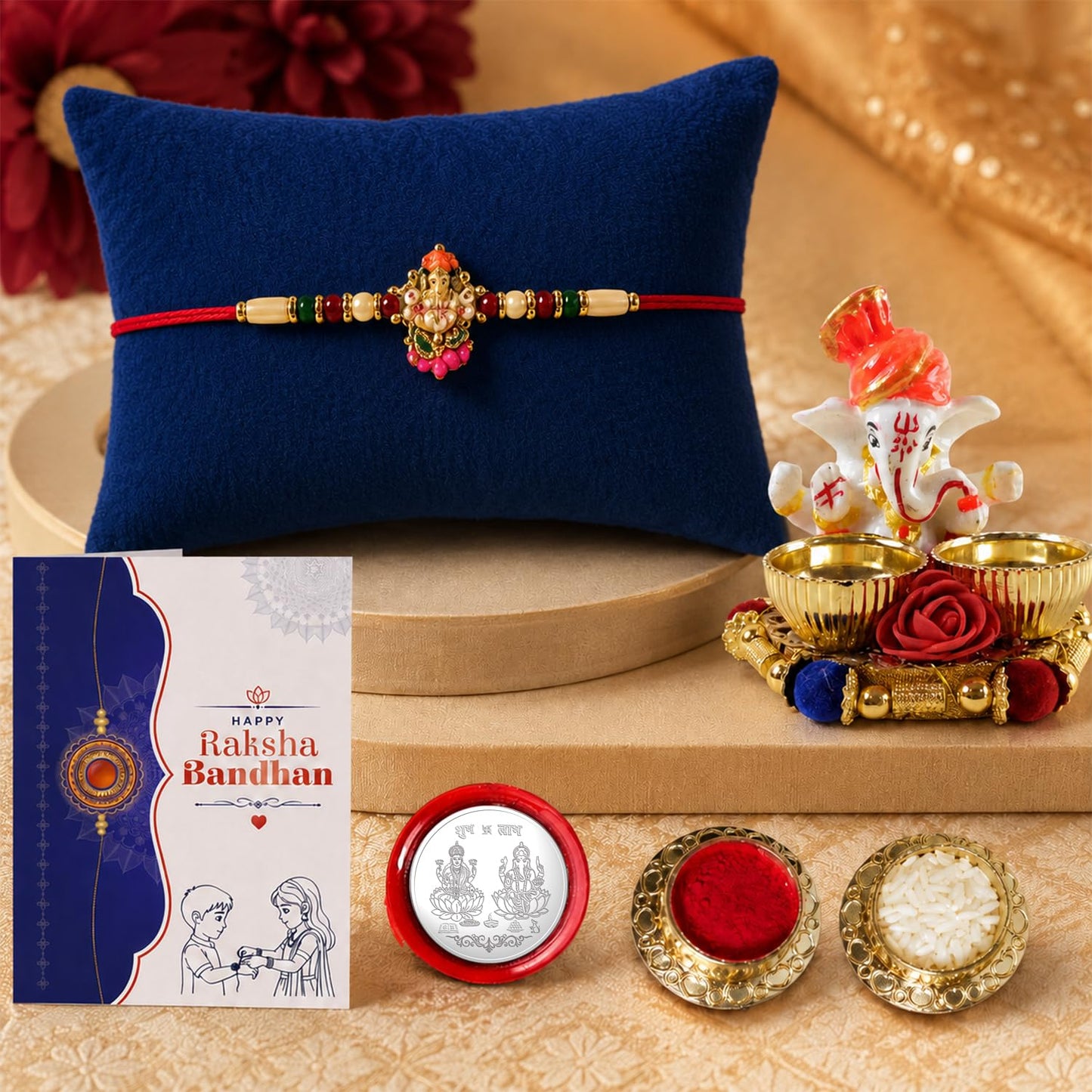 Designer Stylish Multicolor Ganesha Rakhi Combo for Brother Bhaiya | Pack of 5