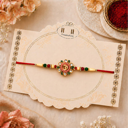 OM Rakhi for Brother with Chocolate 32gm - Raksha Bandhan Gift Set, Pack of 5