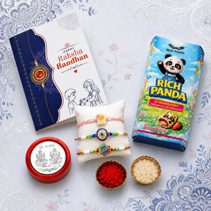 Food Rakhi for Brother with Strawberry Biscuit 60gm, Coin & Card | Pack of 7