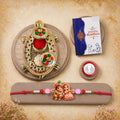 Raksha Bandhan Gift Hamper with Krishna Radha Rakhi & Pooja Thali